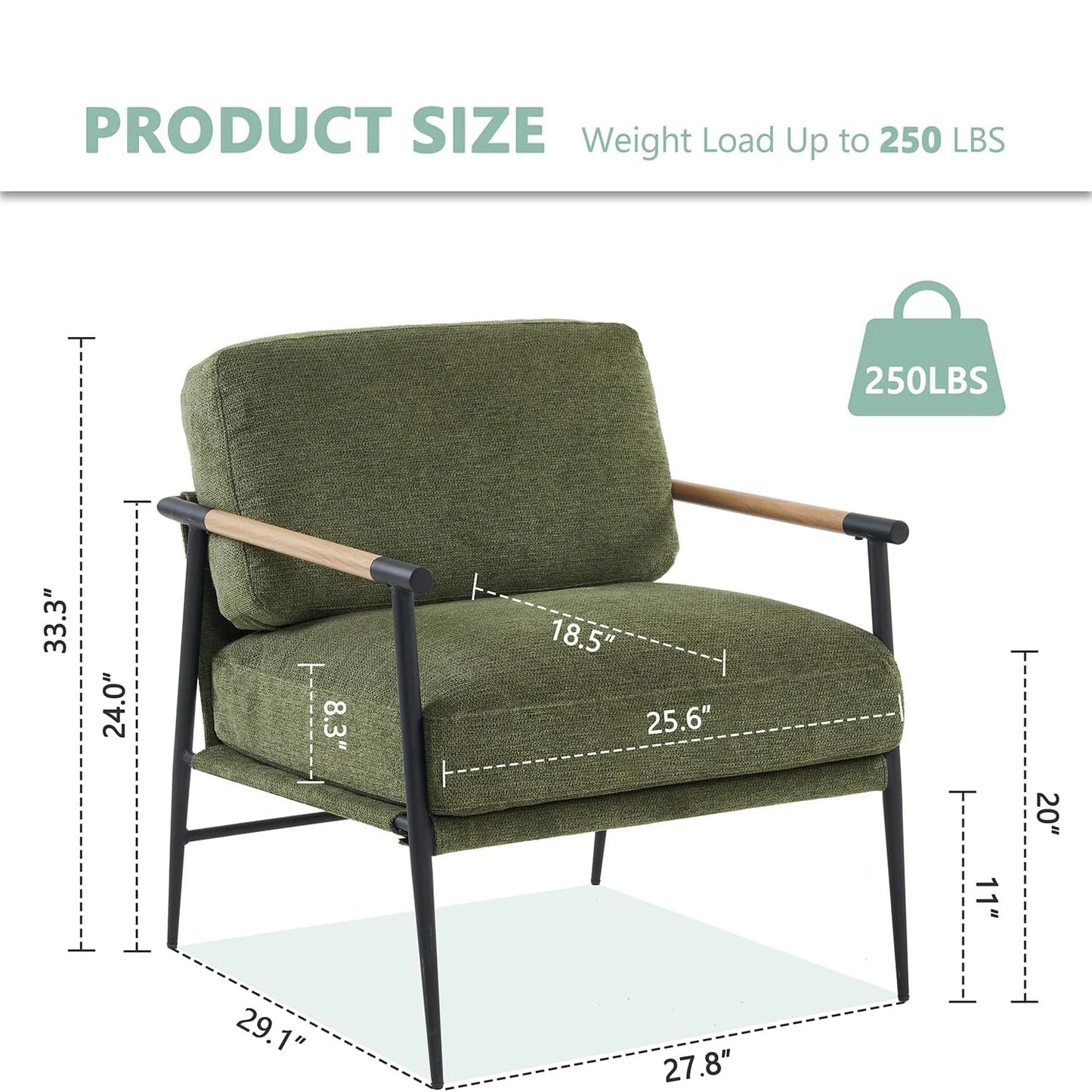 Accent Armchair Lounge Chair Chenille For Living Room Mid Century Modern Accent Chair Club Chair For Reading Room Metal Leg