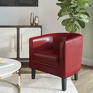 Leather-Clad Club Chairs with Padded Seats for Living Rooms, Bedrooms, and Waiting Areas in Black