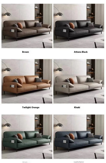 Simple Modern Office Sofa Coffee Table Set Luxury Genuine Leather Three-Seater for Business Meeting Reception Living Room Hotel