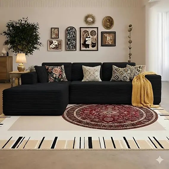 Modern Sectional Couch Sofa with L-Shape Chaise, Deep Seat Modular Living Room Furniture