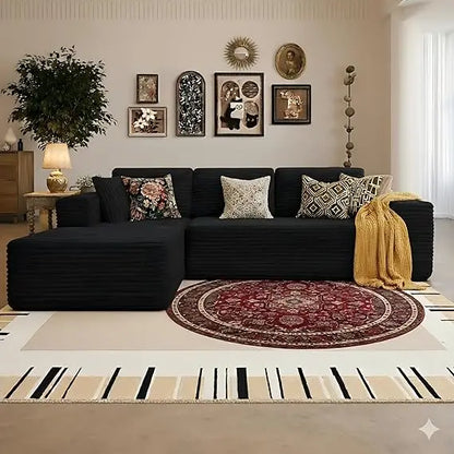 Modern Sectional Couch Sofa with L-Shape Chaise, Deep Seat Modular Living Room Furniture