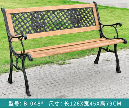 Modern Solid Wood Iron Outdoor Bench Traditional Design for Dining Courtyard Garden Park Restaurant Exterior Gym-Patio Benches