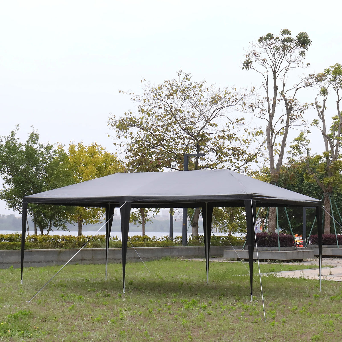 10 x 20 ft Outdoor Party Tent with 6 Removable Sidewalls Waterproof Canopy Patio Wedding Gazebo Heavy Duty Iron Frame Black