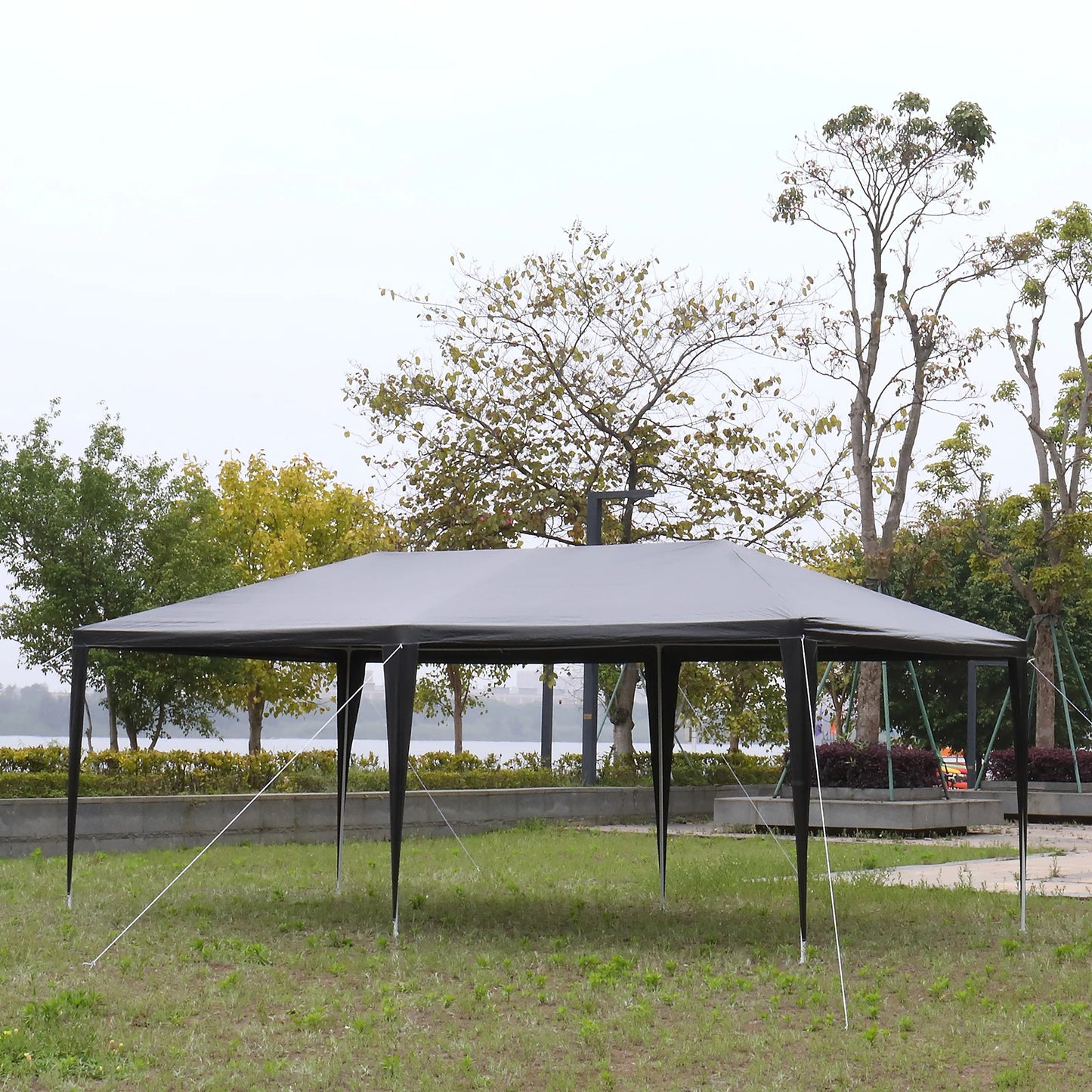 10 x 20 ft Outdoor Party Tent with 6 Removable Sidewalls Waterproof Canopy Patio Wedding Gazebo Heavy Duty Iron Frame Black
