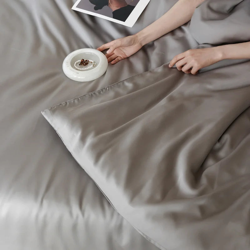 100% Silk 3pcs Bedding Set Natural Mulberry Silk Duvet Cover Set with 2pcs Pillowcase Solid Color Quilt Cover Pillow Case Luxury