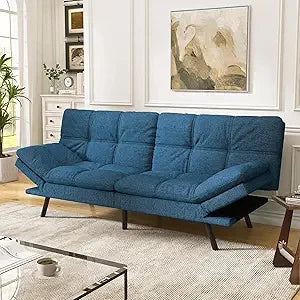 Faux Leather Futon Sofa Bed,Convertible Futon Couch,Memory Foam Loveseat Sleeper Sofa