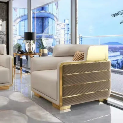 Italian Modern Simple Light Luxury Style Villa Household Solid Wood Frame Living Room Leather Sofa Set