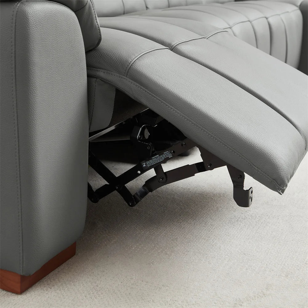 Custom Leather L Shaped Couch Lounge Multifunction Power Smart Recliner Electric Reclining Corner Sofa USB Headrest Footrest