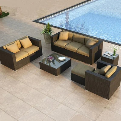 Outdoor rattan sofa combination living room rattan chair sofa outdoor rattan sofa courtyard balcony leisure