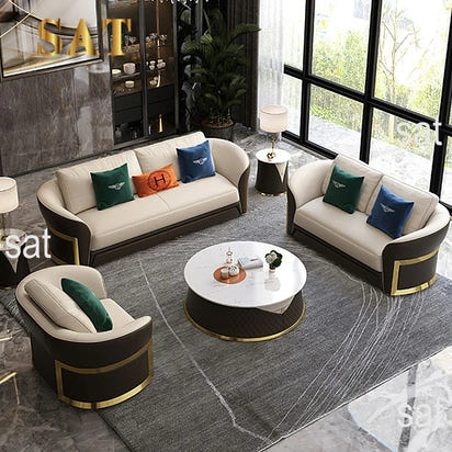 z Italian Design Luxury Leather Furniture Villa Home Customization Modern Living Room Large Modular Combination Sofa