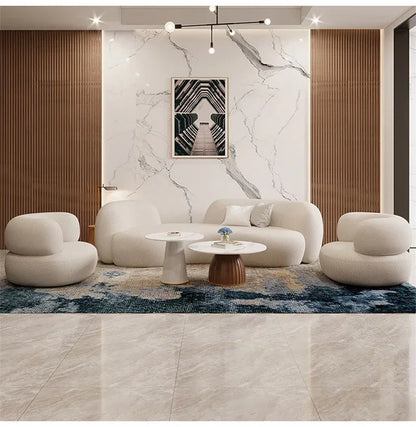 Modern Simple Fabric Curved Living Room Sofas for Home Furniture Luxury Nordic Lambswool Sofa Clothing Store Creative Sofa v