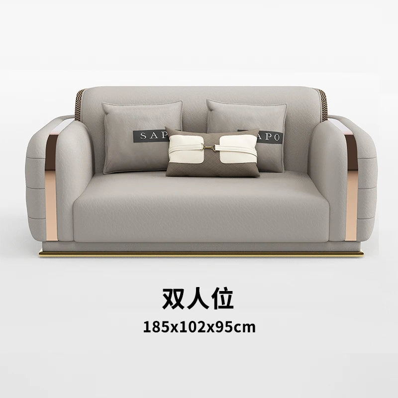 Sofa Genuine Leather Designer Italian  Loveseat Single Canape