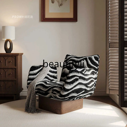 Solid wood single leisure sofa living room medieval   retro reclining chair resting area reception designer single chair