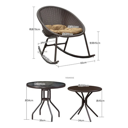 Outdoor Rattan Chair Garden Furniture Set Household Outdoor Balcony Leisure Table and Chair Three-piece Set Mini Coffee Table