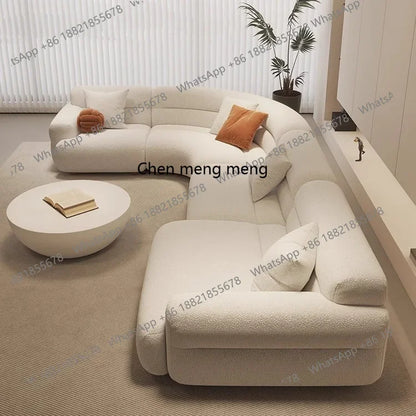 B456 Minimalist new fan-shaped large flat-layer curved sofa customized left and right concubine lamb wool large apartment