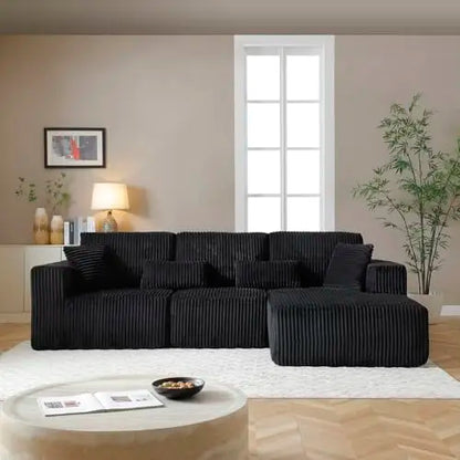 110" Cloud Sectional Couch, Modular Sectional Sofa with Deep Seat, Corduroy Upholstered Boneless Couch for Living Room Bedroom,