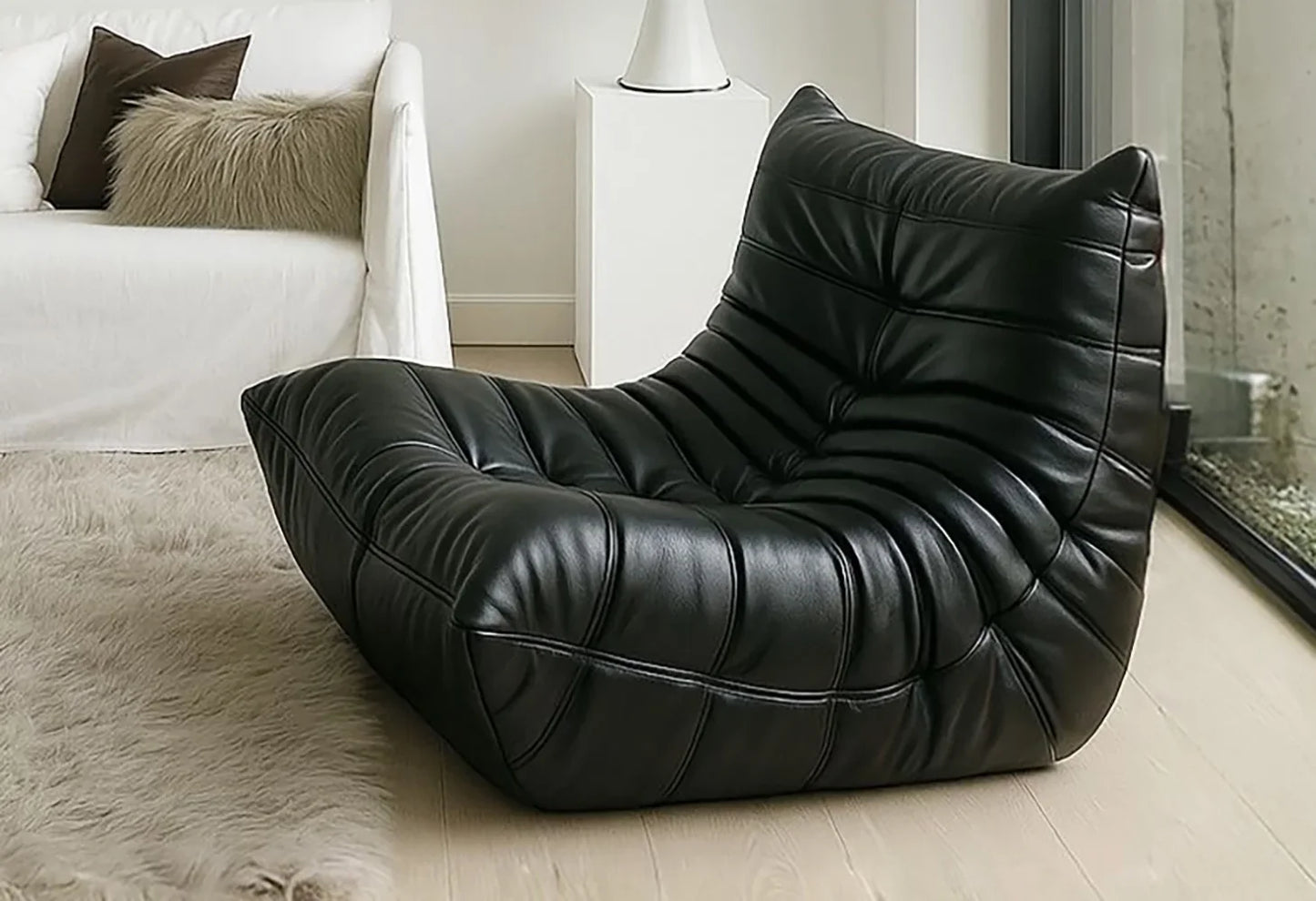 Single sofa living room bedroom lazy fabric leather leisure chair small apartment cream wind