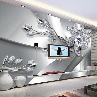 Custom Any Size 3D Wall Mural Wallpaper Diamond Flower Patterns Background Modern Art Large Wall Painting Living Room Home Decor