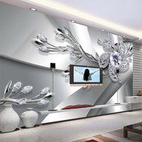 Custom Any Size 3D Wall Mural Wallpaper Diamond Flower Patterns Background Modern Art Large Wall Painting Living Room Home Decor