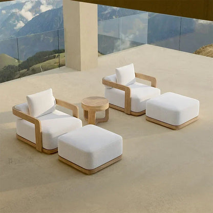 -High-End Garden Sofa Set Luxury Yacht Solid Wood Sofa Hotel Patio Outdoor Furniture Design Villa Backyard Teak Sofa