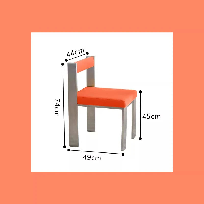 European Style Light luxury Retro Home Use Stainless Steel Dining Chair Advanced Design Living Room Bedroom Leisure Single Chair