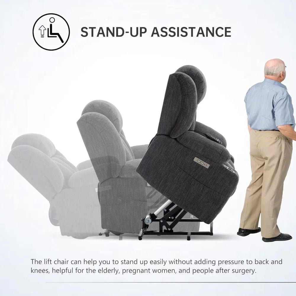 Power Lift Chair with Full-Body Massage and Heat, Electric Recliner Chairs for Adults, Remote Control, Standing Assistance, USB