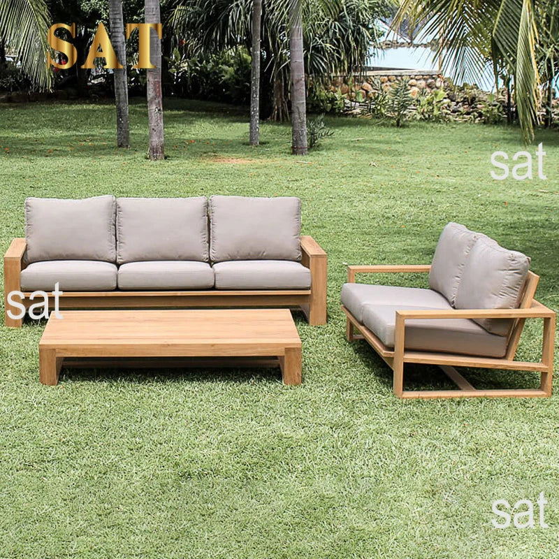 For Outdoor teak sofa set Modern simple weatherproof fabric Waterproof open-air villa courtyard garden furniture