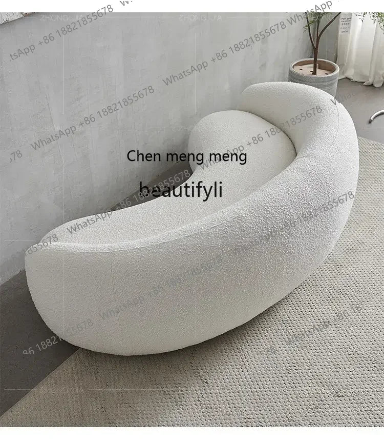 Nordic Curved Sofa Quiet Wind Living Room Fabric Craft Cashew Sofa