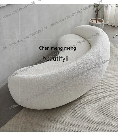 Nordic Curved Sofa Quiet Wind Living Room Fabric Craft Cashew Sofa