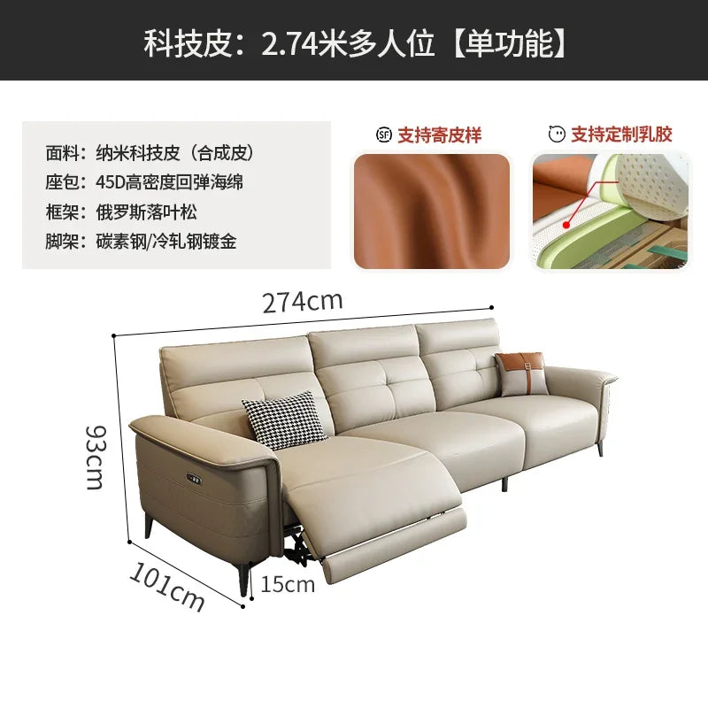 Vintage European Reclining Sofa Leather Office Designer Italiano Couch Adjustable Height Adults Sofa Inflavel Indoor Furniture