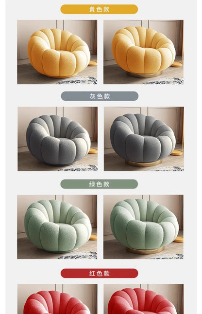 Pumpkin Lazy Sofa Sleeping Lying Apartment Living Room Balcony Leisure Rotating Lamb Fleece