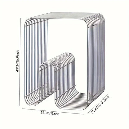 Modern Scandinavian Metal Coffee Table - Sleek Minimalist Living Room Furniture with Magazine & Book Storage Side Table