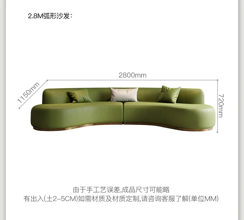 Minimalist light luxury leather sofa designer large apartment Italian large arc sofa
