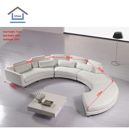 Living room Sofa set Simple curved Shaped meeting room leather sofa  furniture couch