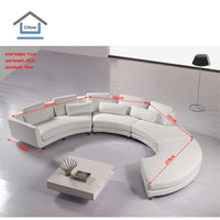 Living room Sofa set Simple curved Shaped meeting room leather sofa  furniture couch