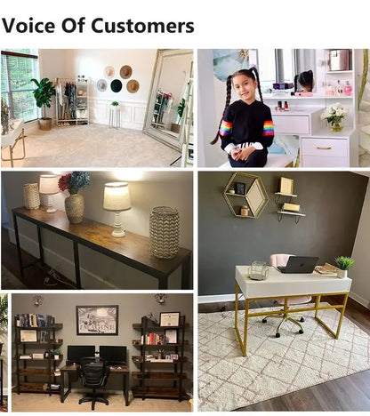 Tribesigns Bookshelf Bookcase, Gold 8-Open Shelf Etagere Bookcase with Faux Marble, Modern Book Shelves Display Shelf