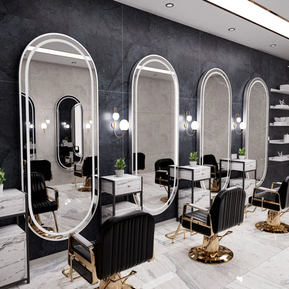 3PCS Professional LED Light Hair Salon Mirror - Large Modern Single-Sided Dressing Station for Barbershop  Styling