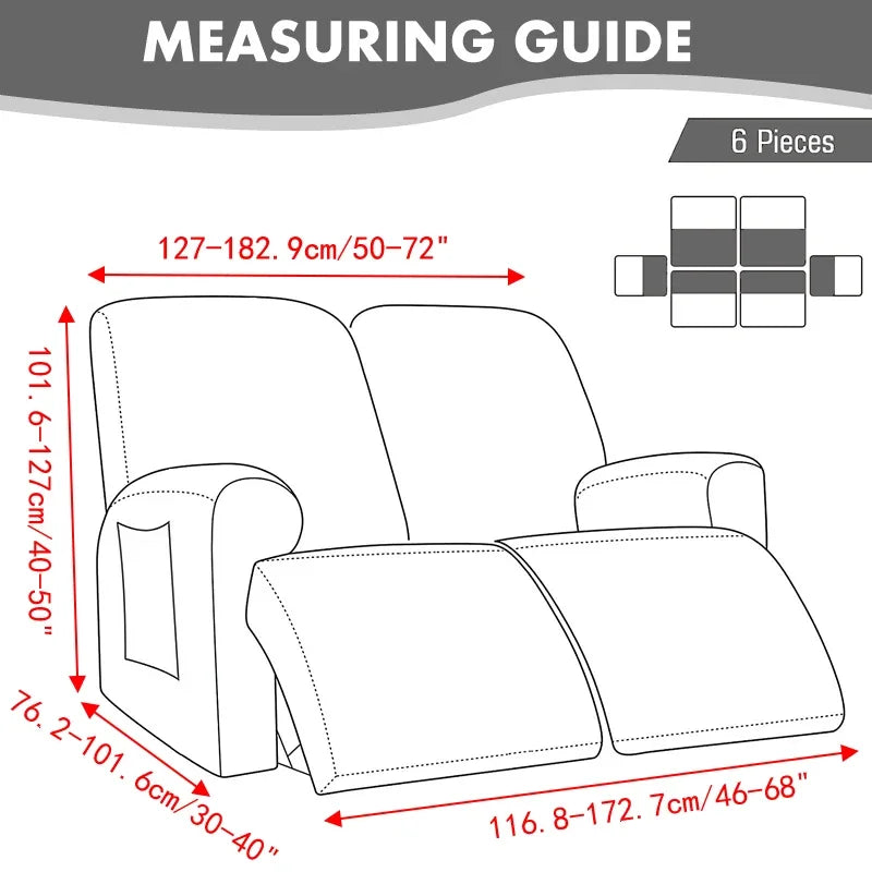 1/2/3 Seater Recliner Sofa Cover Jacquard Solid Color Stretch Couch Coushion Solid Color Sofa Slipcover for Living Room Home