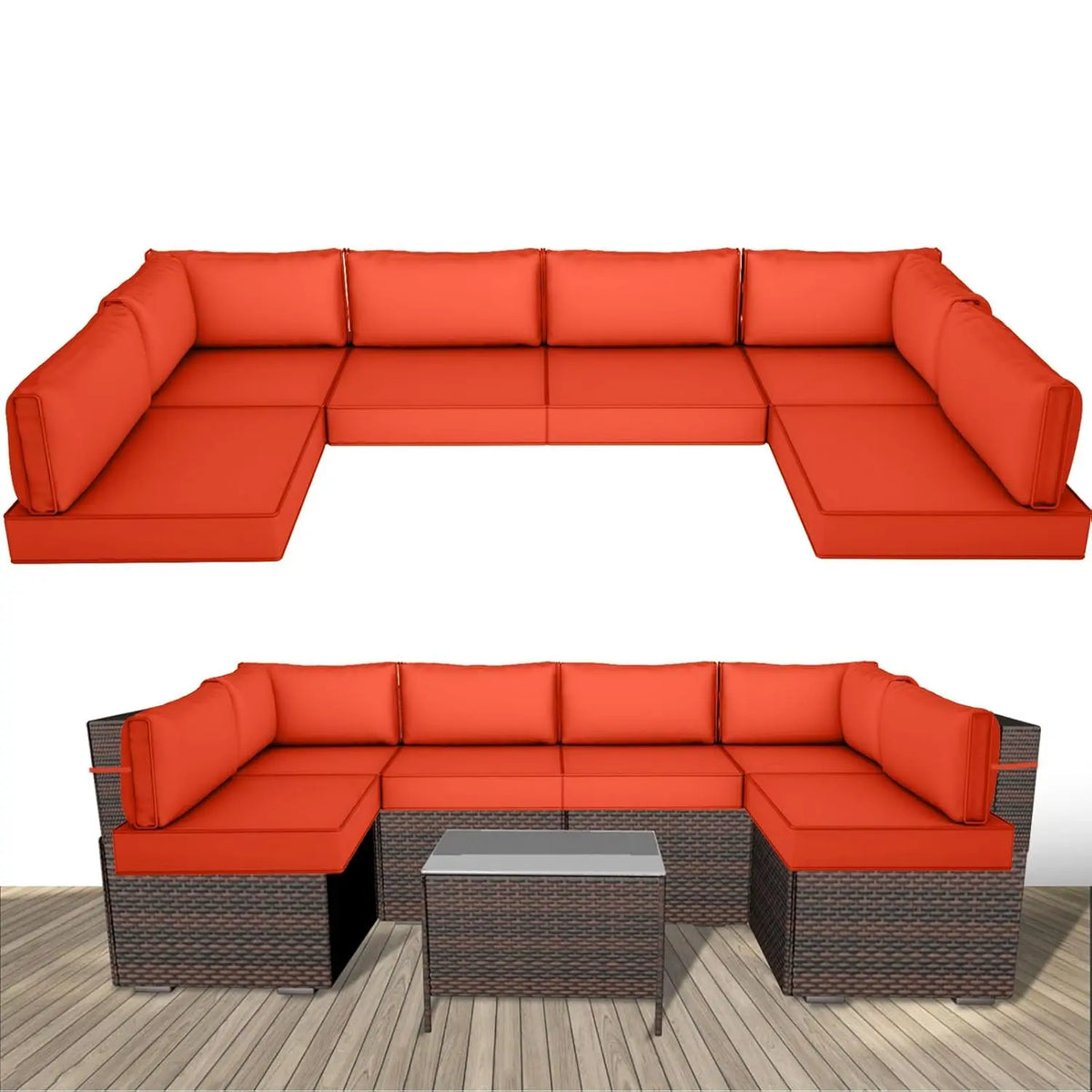 14 Piece Outdoor Replacement Cushions for Patio Furniture, Water-Resistant Sectional Sofa Cushions,Fits 6-seat, Customized
