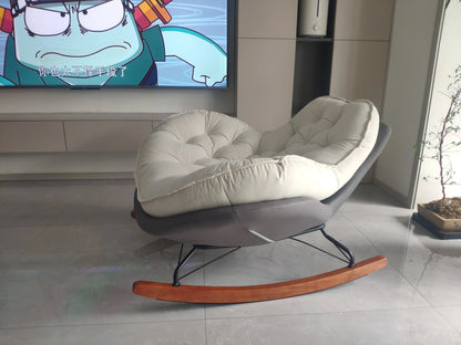 Nordic Style Rocking Chair for Living Room Cat scratch SKin Leather Light Luxury Lounge Chair for Adult Lazy Sofa Balcony Chair