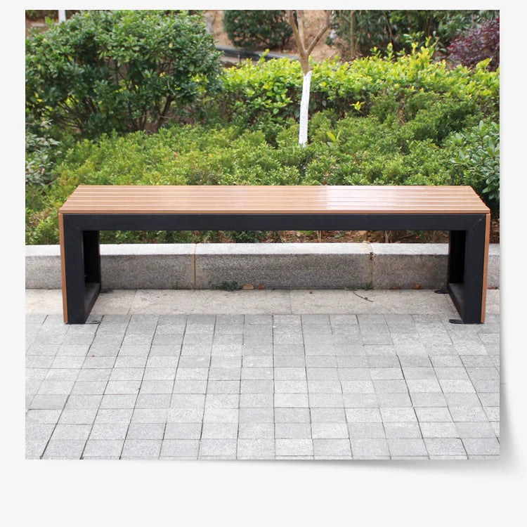 Meubles urbains modernes banc de jardin banc en acier inoxydable sièges de parc jardin en bois Patio extérieur bancs en acier inoxydable