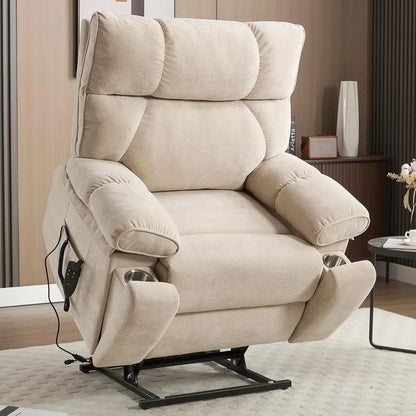 Dual Motor Power Lift Chair for Elderly with Vibration Massage and Lumbar Heating for Living Room, Electric Lay Flat Recliner