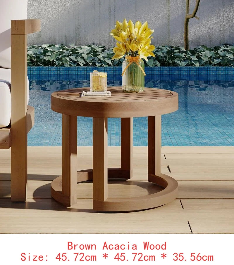 4-Piece Acacia Outdoor Furniture Set, Deep Seating Patio Conversation Set with Coffee Table and Soft Cushions, Ideal for