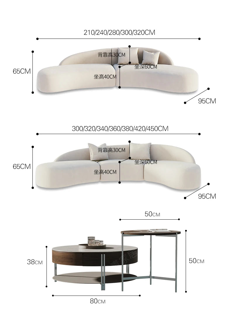 Curved special-shaped sofa, clothing store, beauty salon, rest area, reception, light luxury office, clubhouse