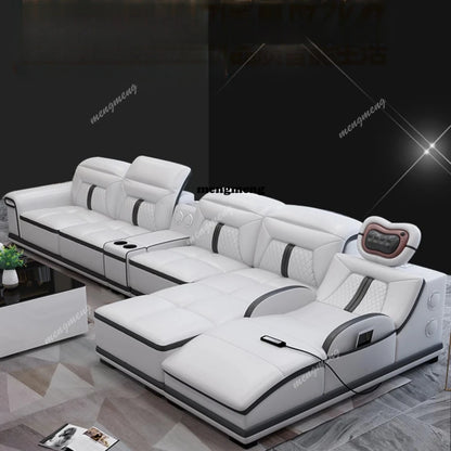 Multifunction Modern Sofas Genuine Leather Minimalist Electric Apartment Living Room Sofas Massage Comfortable Muebles Furniture