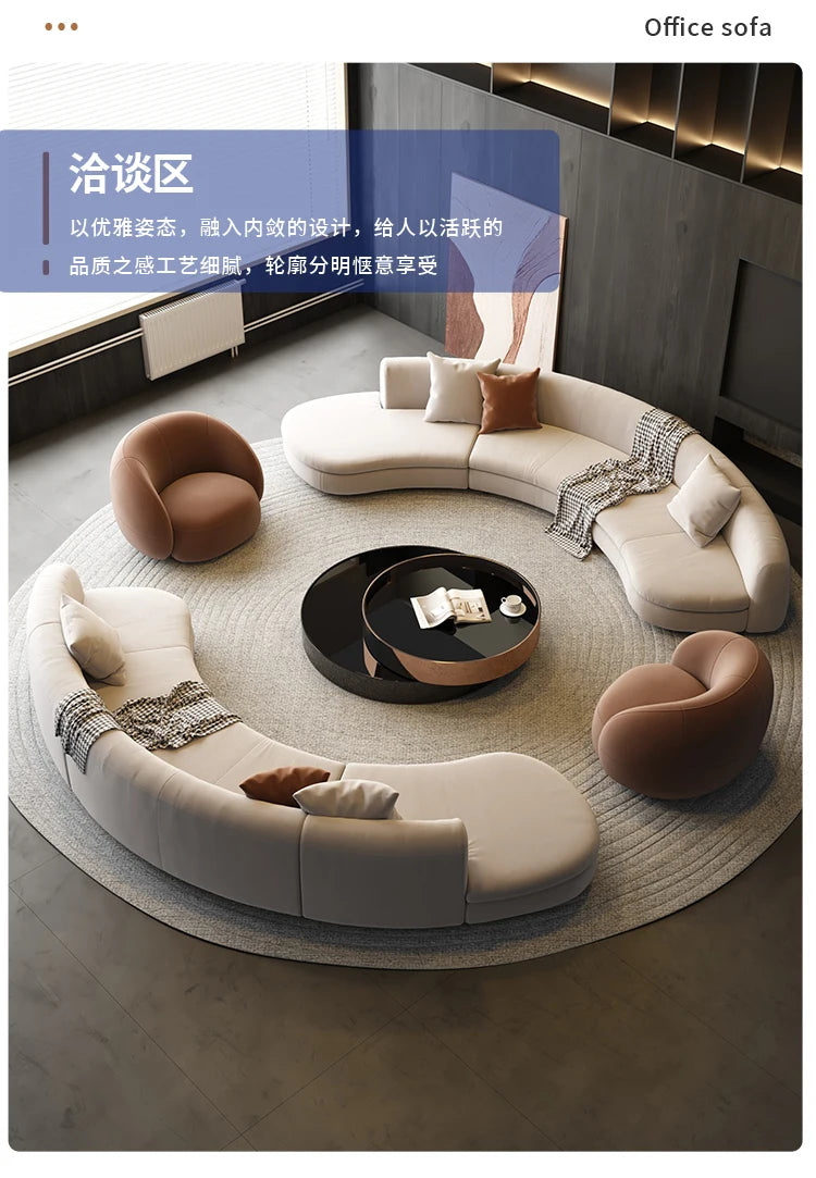 A Light luxury reception, curved sofa, clubhouse rest reception