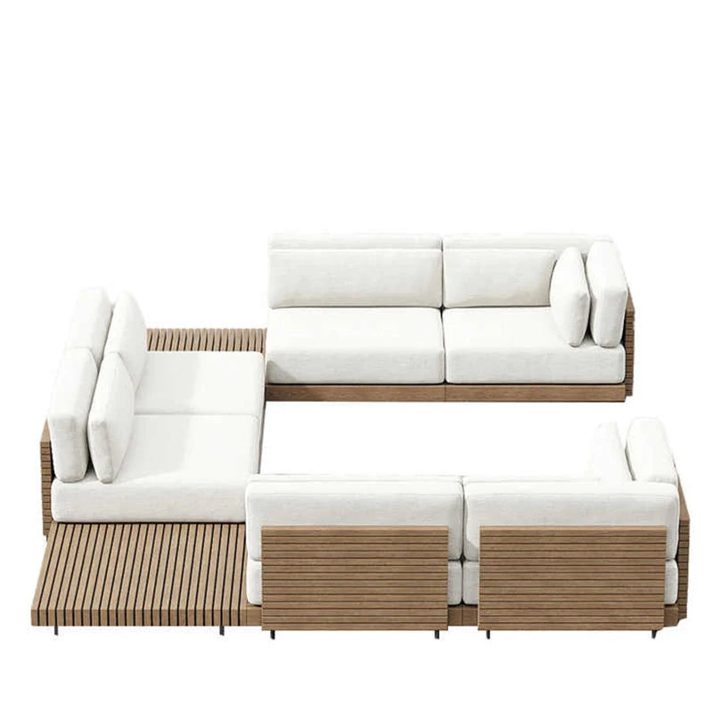 Outdoor Suit All-weather Modern Outdoor Teak Wooden Sofa Patio Furniture Luxury Design Sofa Set For Villa Outdoor Garden