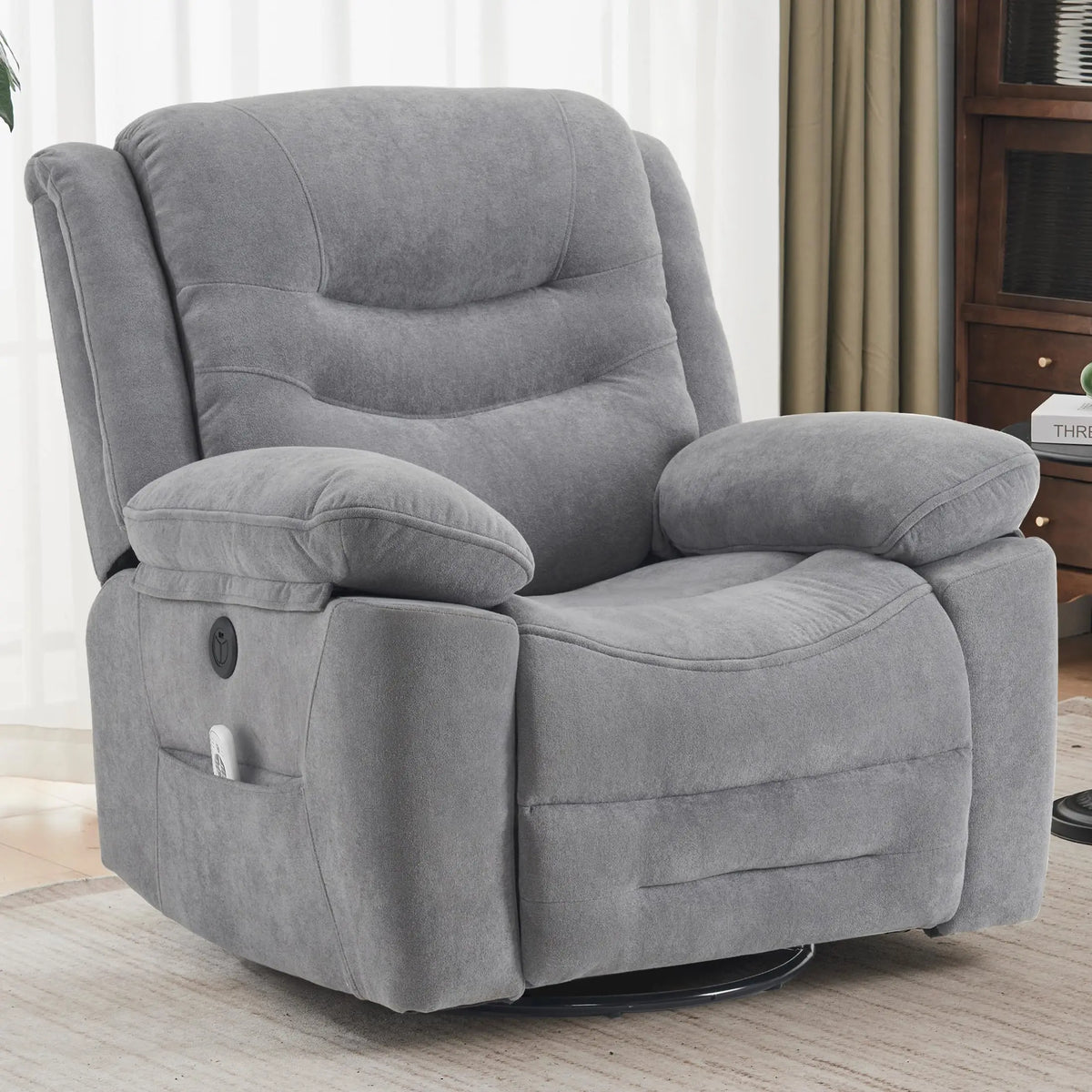 Ketaiyou Power Swivel Rocker Recliner with Massage and Heat,USB Port,Infinite Position, Oversized Electric Glider Rocking Chairs