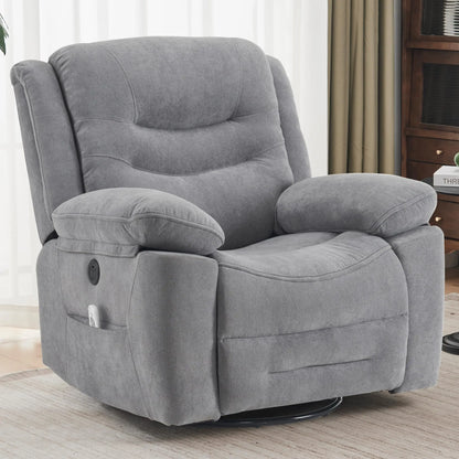 Ketaiyou Power Swivel Rocker Recliner with Massage and Heat,USB Port,Infinite Position, Oversized Electric Glider Rocking Chairs