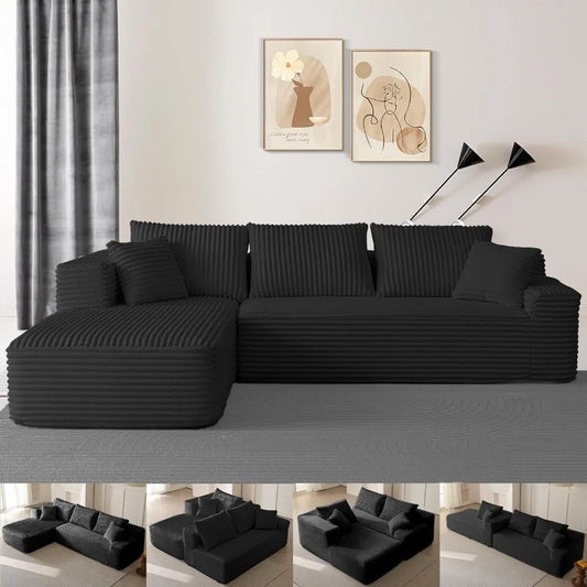 108" Light Luxury Modular Sofa with Chaise | Deep Seat | Comfy Cloud L-Shaped Boneless Sectional for Living Room